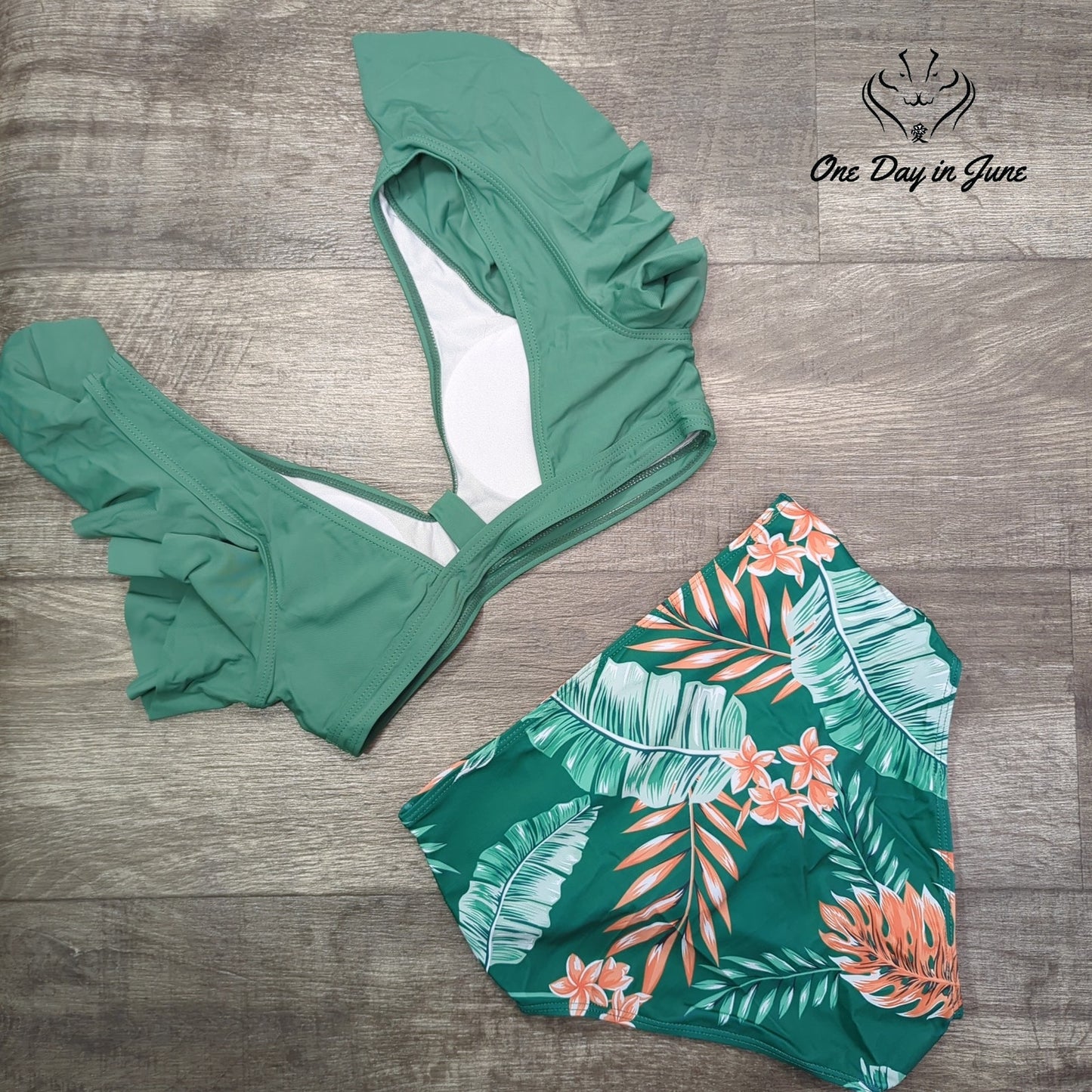 Nafleap Ruffle Shoulder Bikini Swimsuit Size S