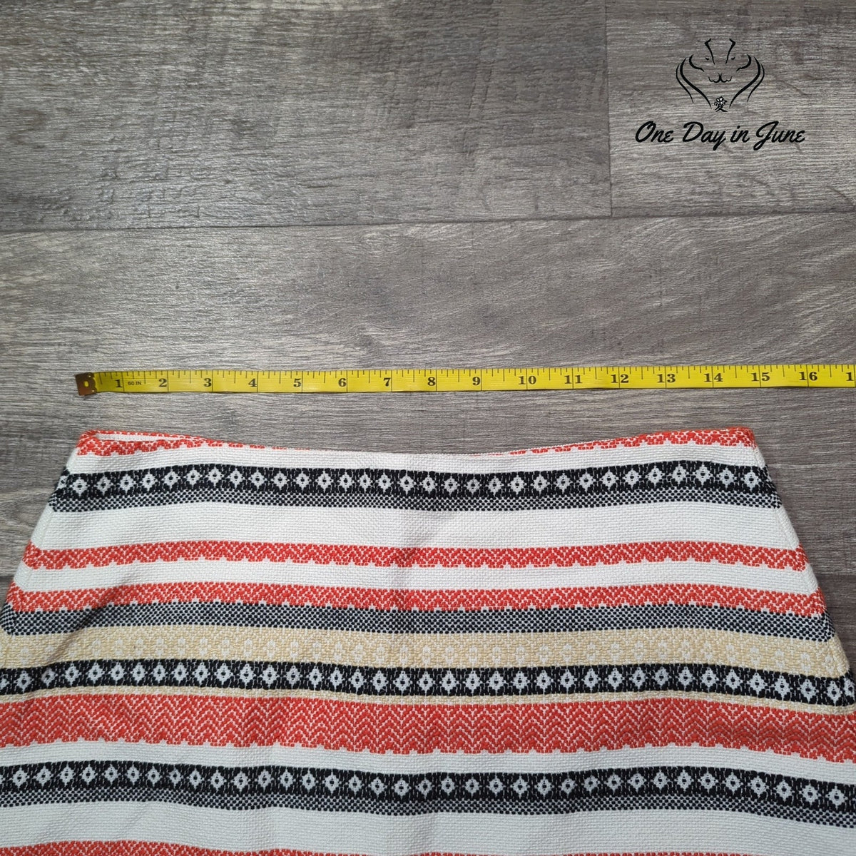 Loft Petite Striped Jacquard Mini Skirt Coral Black Cream Size 6P
