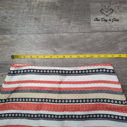 Loft Petite Striped Jacquard Mini Skirt Coral Black Cream Size 6P