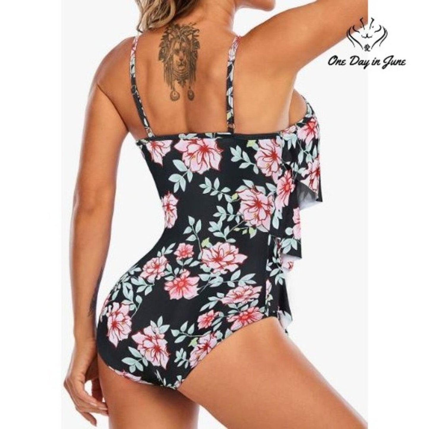 Zando Ruffle Flounce One Piece Swimsuit Size 10-12 XL