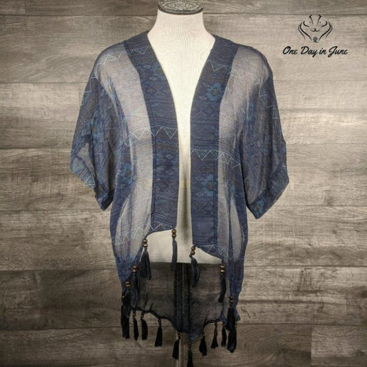 Steve Madden Sheer Top with Tassels Size OS