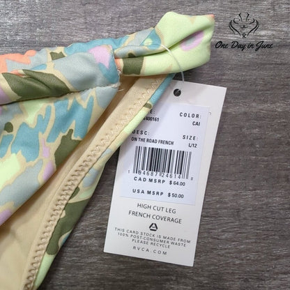 RVCA On The Road French Bikini Bottom Floral High Cut Swim NWT Size L