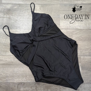 Zaful Cross Front Mesh One Piece Swimsuit Size XL