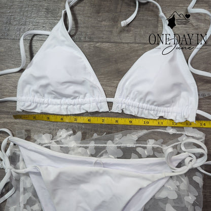 Blooming Jelly Halter Triangle Tie Side 3 Piece Bikini Size M