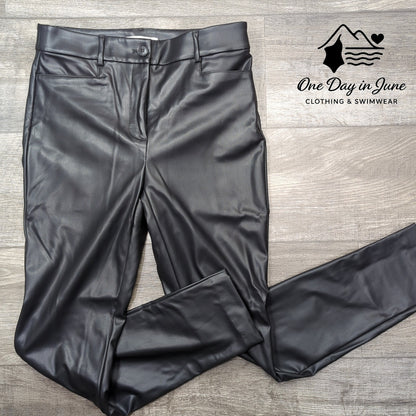 Loft Faux Leather Straight Leg Pants Size 2