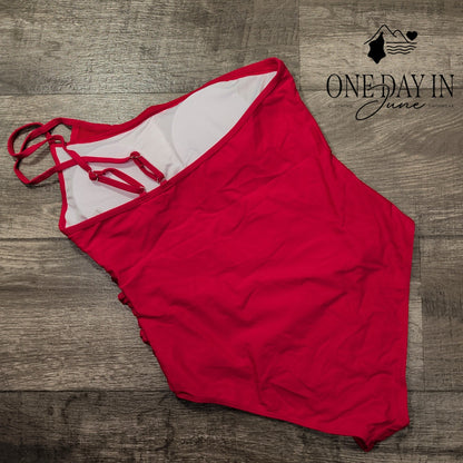 Aleumdr One Shoulder One Piece Swimsuit Size L