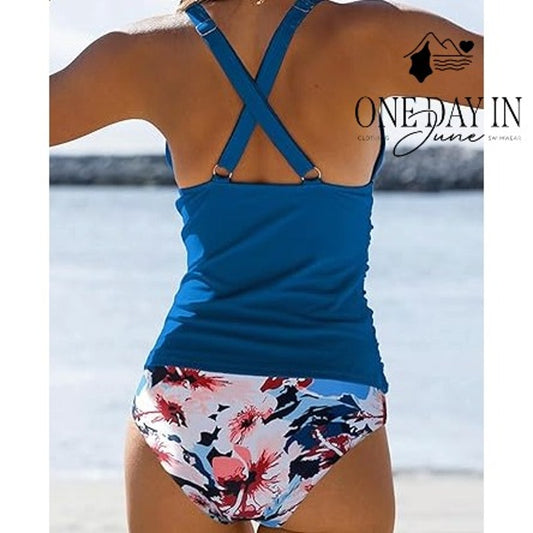 Beachsissi V Front Tummy Control Tankini Swimsuit Size XL