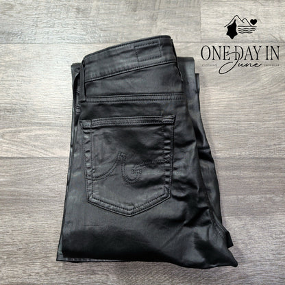 AG Adriano Goldschmied Faux Leather Bootcut Jeans Black NWT $215 Size 4 (27)