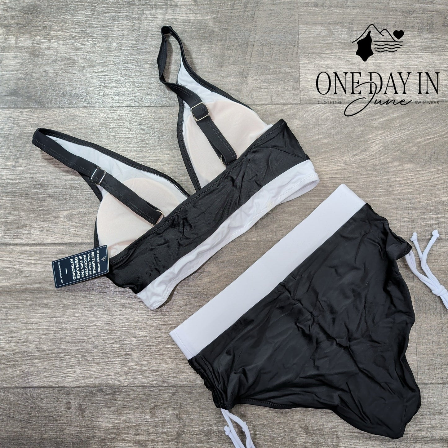 Blooming Jelly High Waist Drawstring Bikini Swimsuit Size M