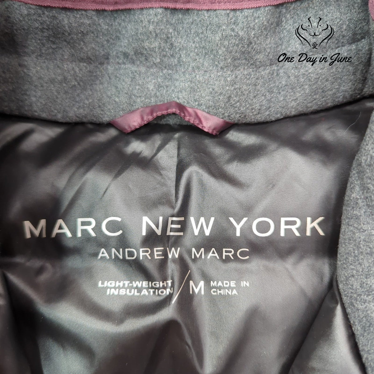 Marc New York Andrew Marc Hooded Puffer Vest Burgundy Lightweight Women's Size M