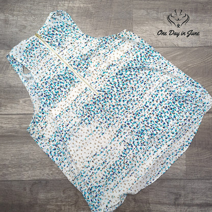 Apt. 9 Petite Zip Back Tank Top Blue White Abstract Print Size PM