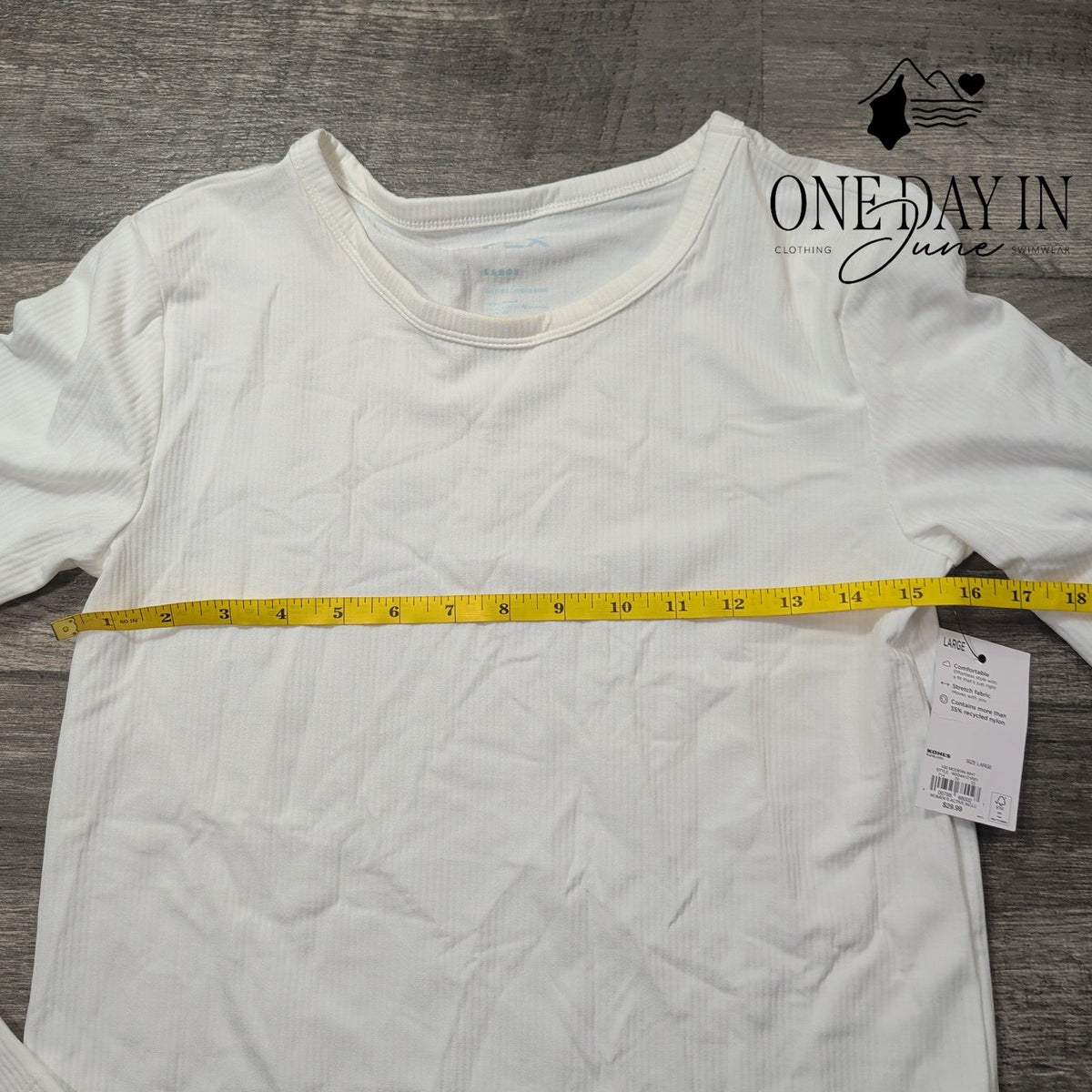 FLX Ribbed Long Sleeve T Shirt White Stretch Crew Neck NWT Size L