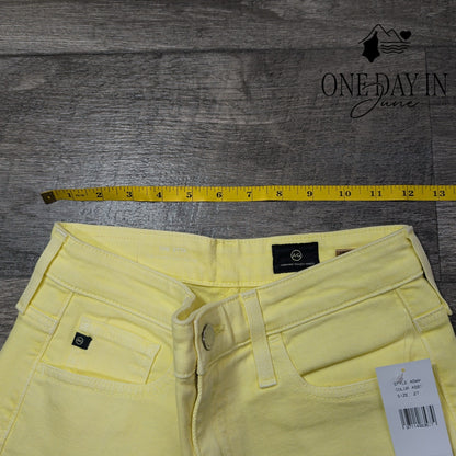 AG Adriano Goldschmied The Etta High Rise Wide Leg Crop Jeans Yellow NWT Size 4