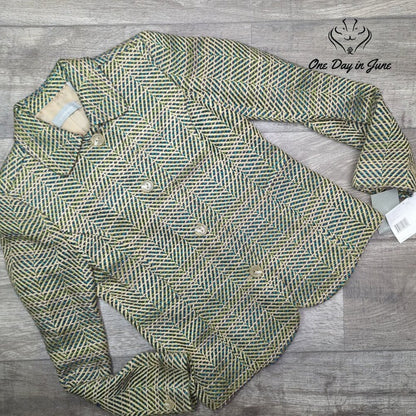 Liz Claiborne Multicolor Herringbone Tweed 4 Button Blazer Jacket NWT Size S
