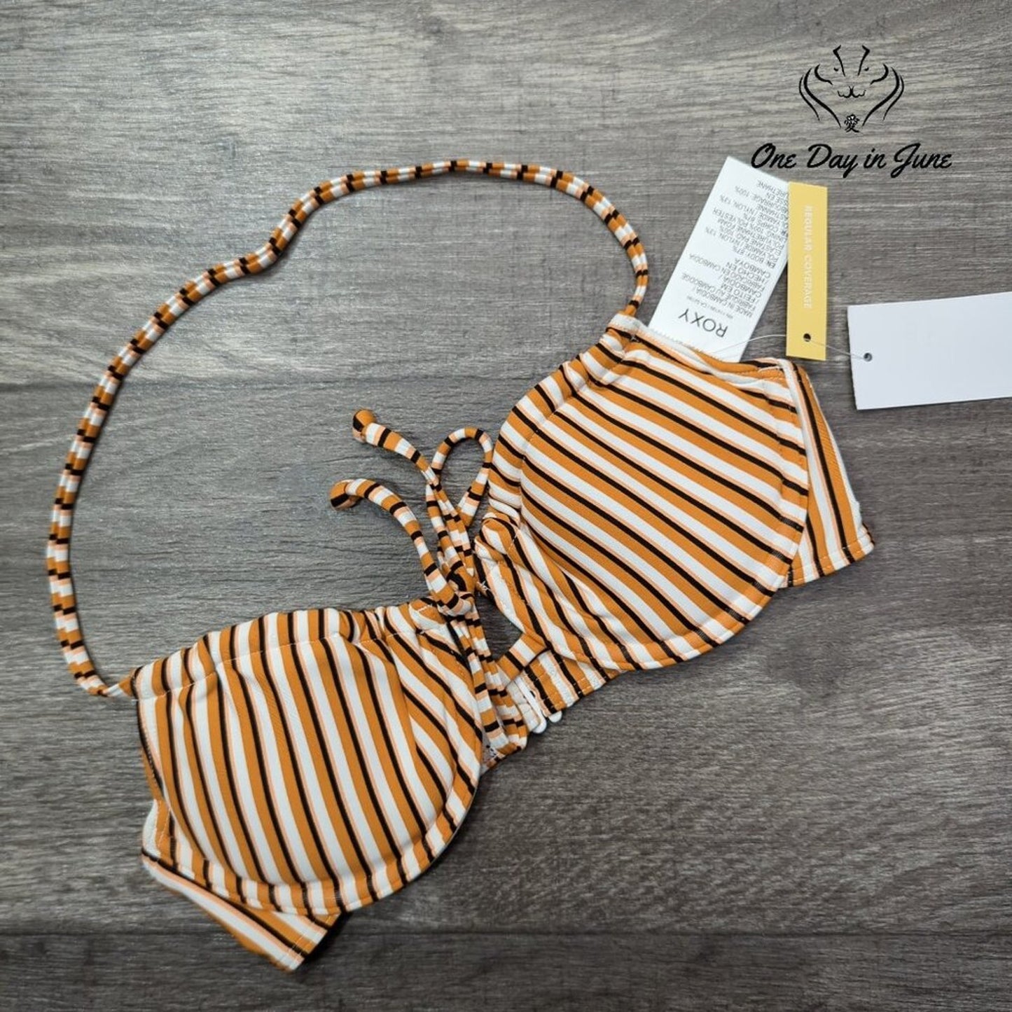 Roxy Printed Beach Classics Underwire Bikini Top Striped NWT $45 Size XS