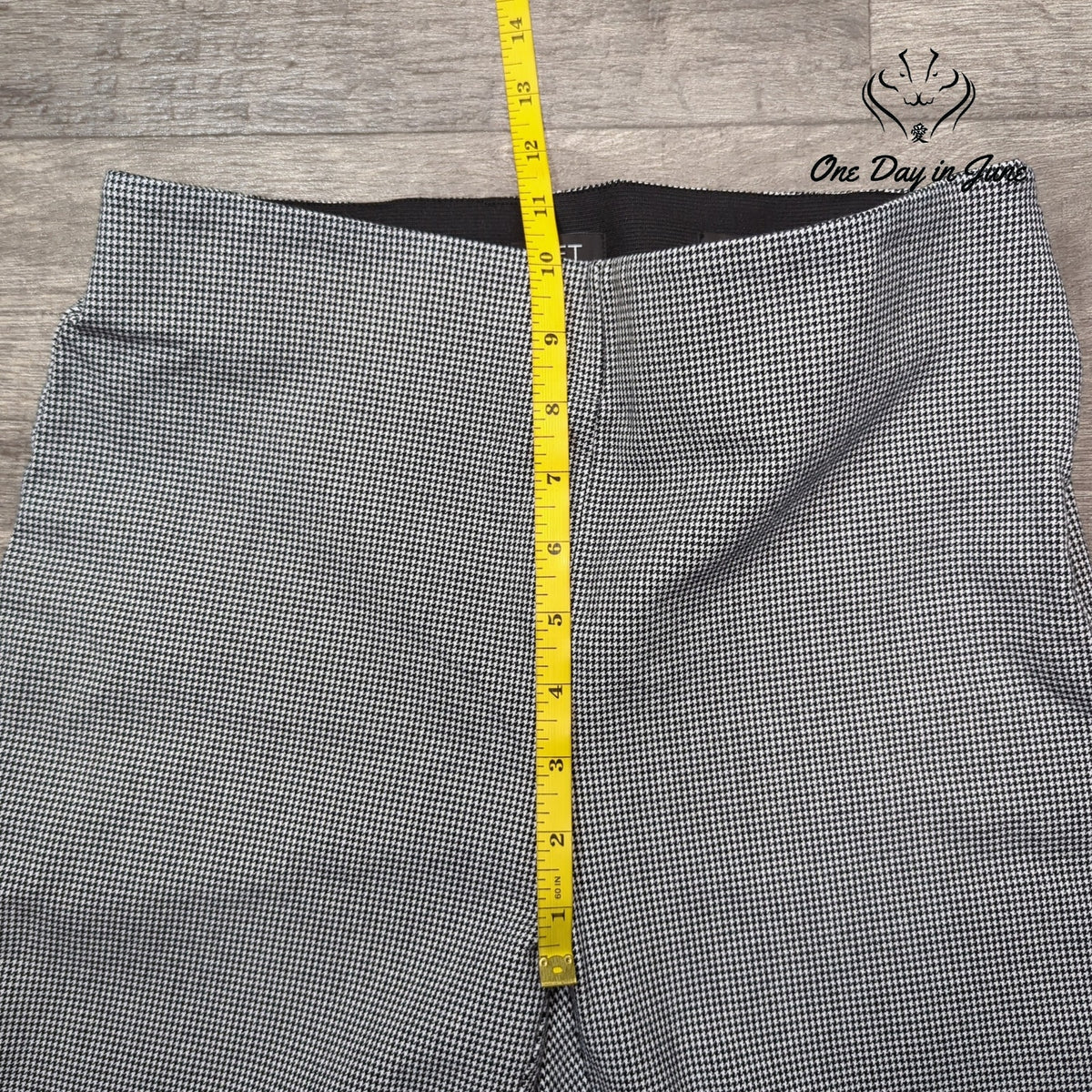 Loft High Waist Skinny Pants Black White Houndstooth Check Size 6