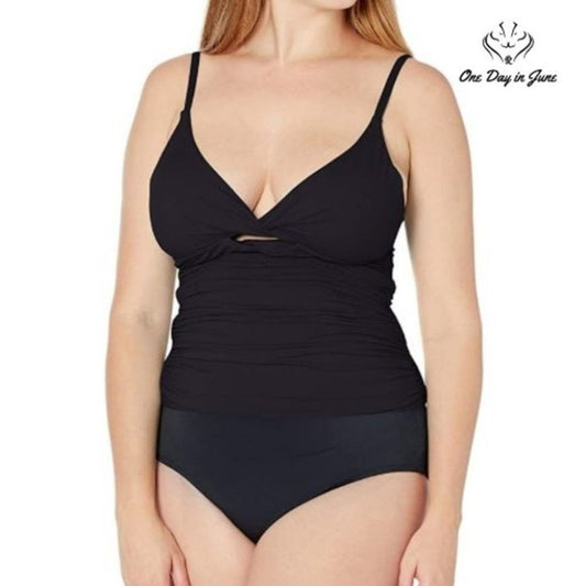 La Blanca Island Goddess Twist Keyhole Front Tankini Top Swimsuit Size 4