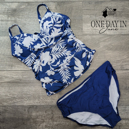 B2Prity Tropical Tie Back Tankini Swimsuit Size L