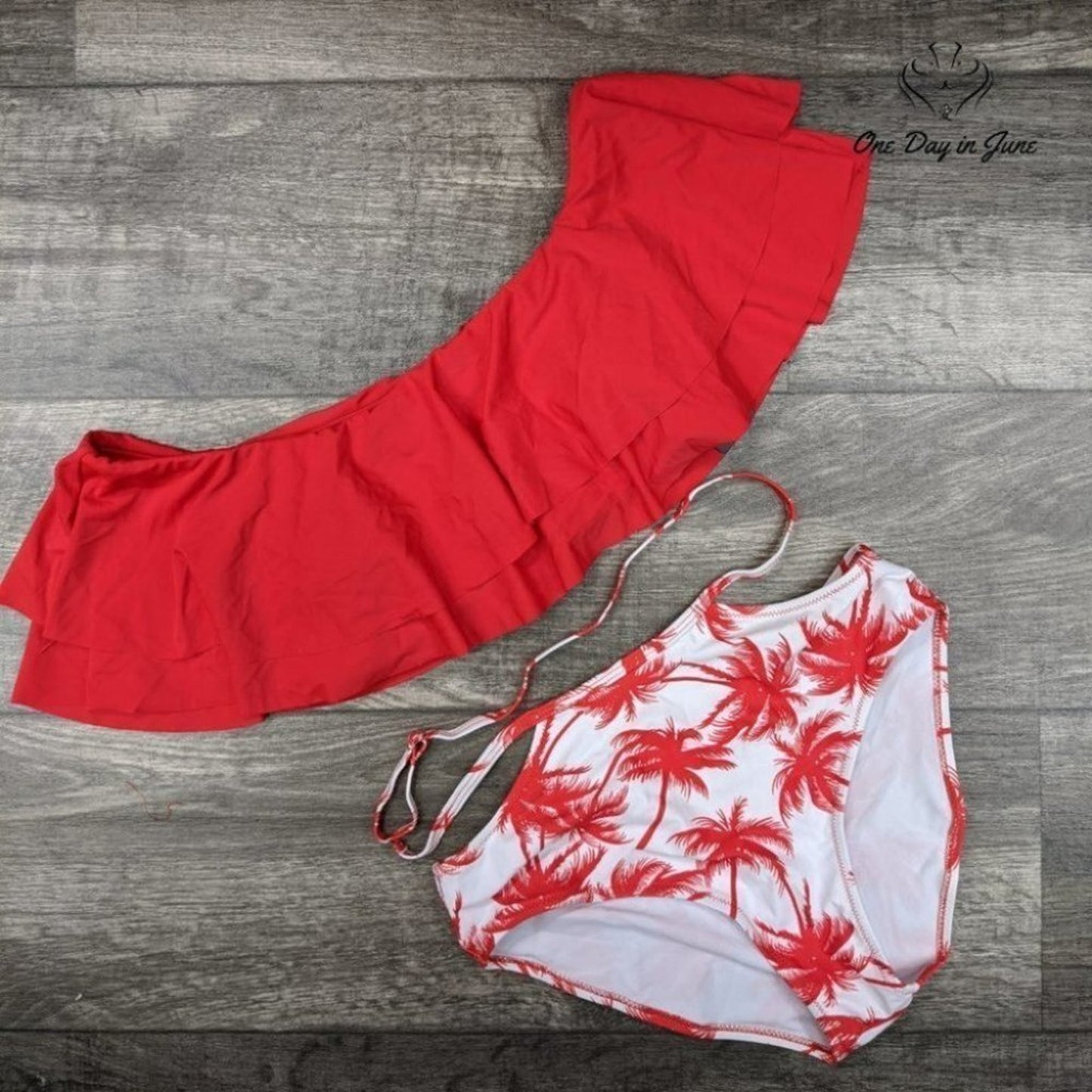 Tempt Me High Waist Off Shoulder Ruffled Bikini Size S
