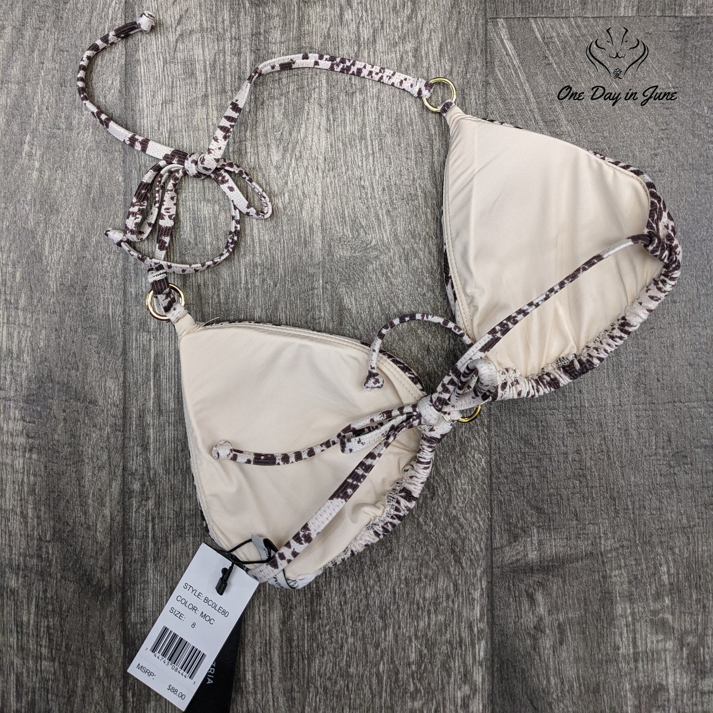 BCBGMAXAZRIA Strappy Triangle Bikini Top Swimsuit Size 8