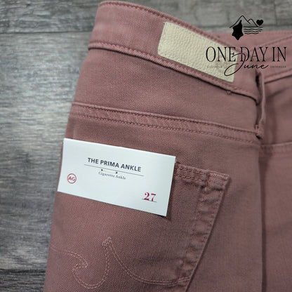 AG Adriano Goldschmied The Prima Ankle Cigarette Jeans Rose Pink NWT Size 4 (27)