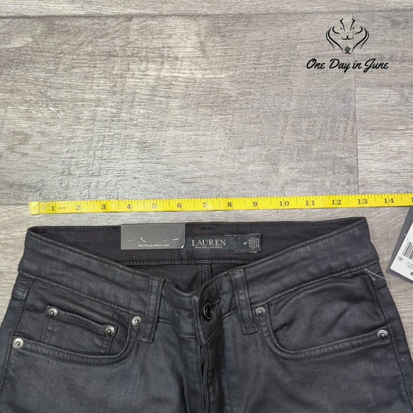 Ralph Lauren Coated High Rise Skinny Ankle Jeans Black NWT $175 Size 4P