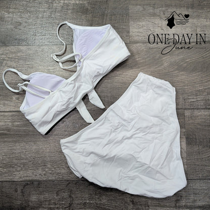 Honlyps Knot Front High Waist Bikini Swimsuit Size L