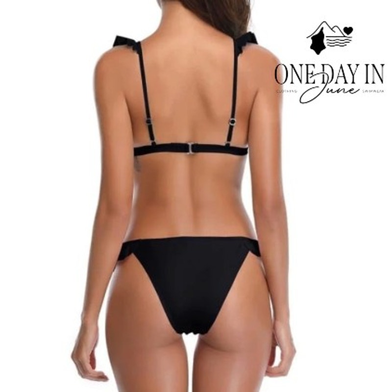 Shekini Ruffle Shoulder Bikini Swimsuit Size L