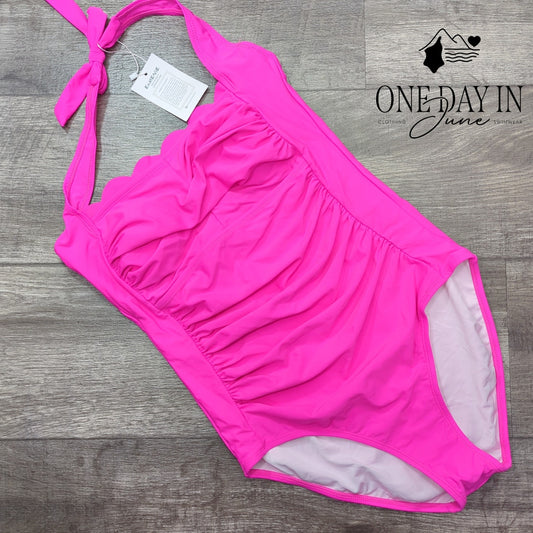 Eomenie Scallop Edge Tummy Control One Piece Swimsuiit Size M