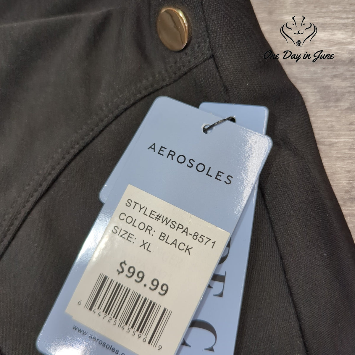 Aerosoles Wide Leg Pull On Dress Pants Black Gold Button NWT $99.99 Size XL