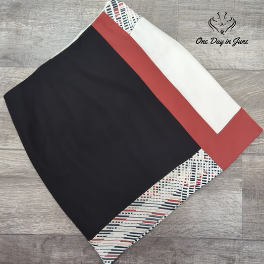 White House Black Market Colorblock Geometric Print Mini Skirt Size 4