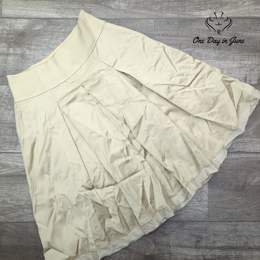 White House Black Market Womens Pleated A Line Mini Skirt Ivory Cream Size 2