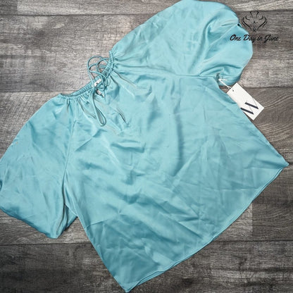 Worthington V Neck Puff Sleeve Blouse Size S