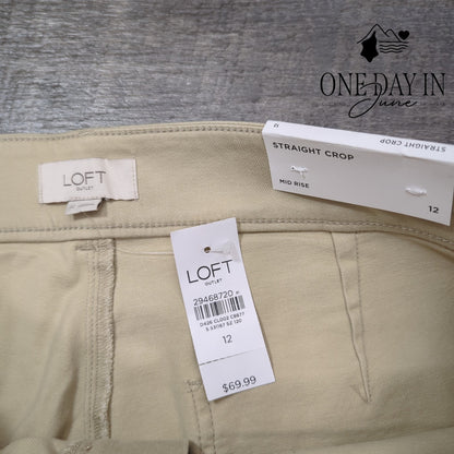Loft Mid Rise Straight Crop Pants Size 12
