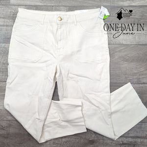 m jeans by Maurices Ankle Slim Straight Jeans White Raw Hem NWT Size 16