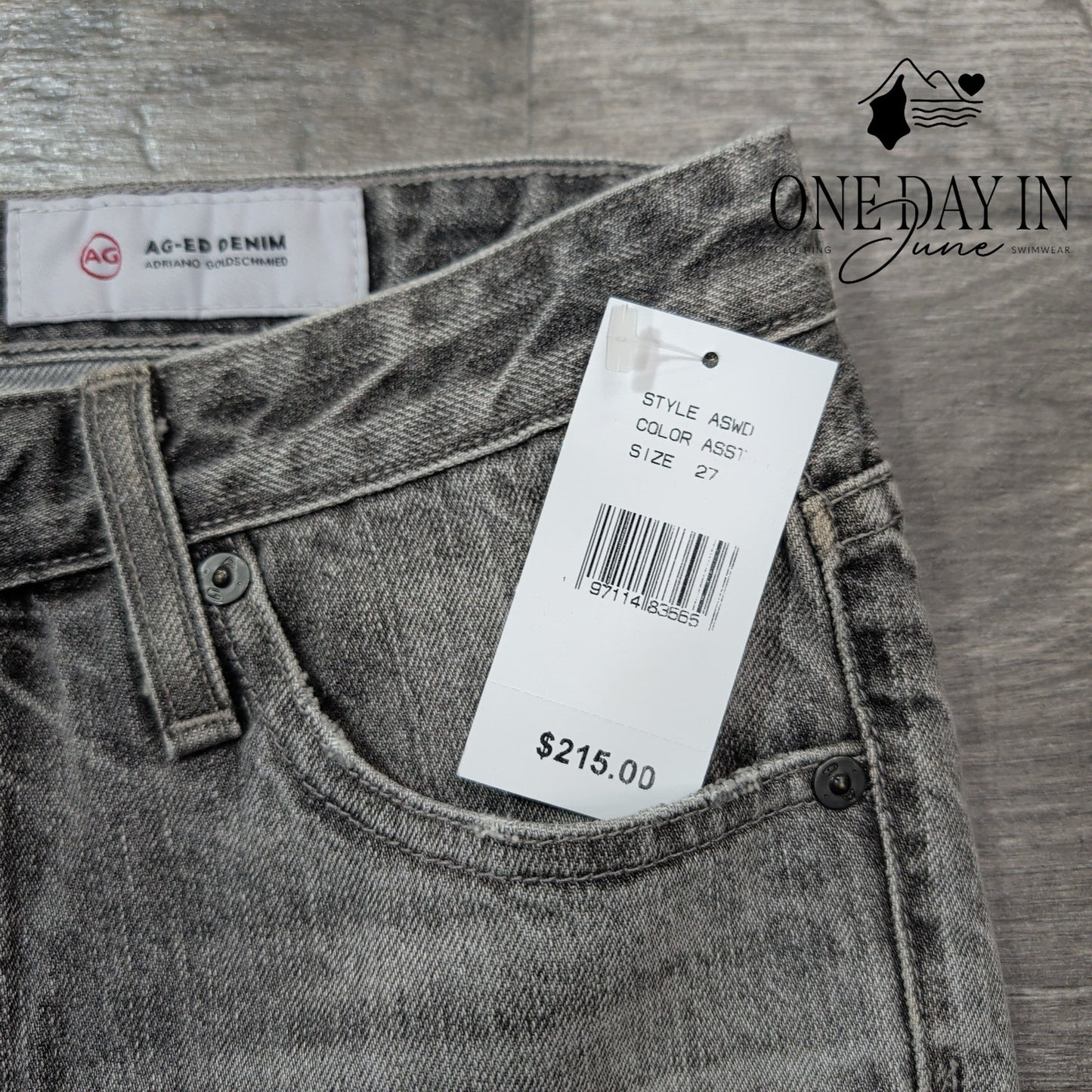 AG Adriano Goldschmied AG-ED Straight Leg Jeans Gray Vintage Wash NWT Size 4 (27