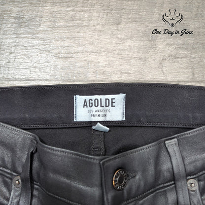 Agolde Premium Coated Skinny Jeans Black Leather Look Size 29 (8)