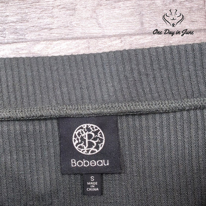 Bobeau Ribbed Knit Pull On Midi Skirt Charcoal Gray Size S