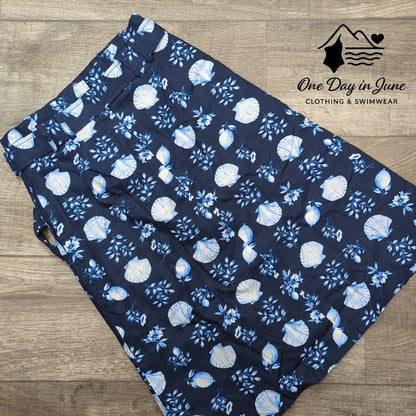 Ann Taylor Linen Belted Floral Lined Midi Skirt Size 0