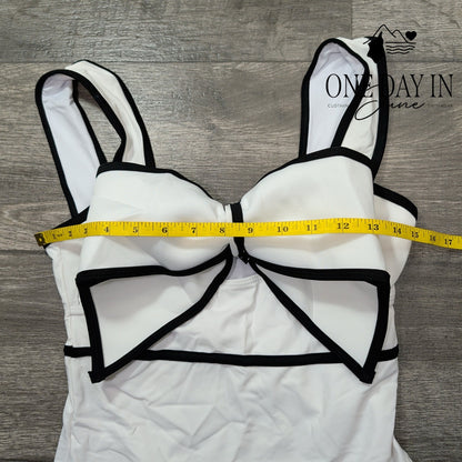Aleumdr Bow Front One Piece Swimsuit Size M