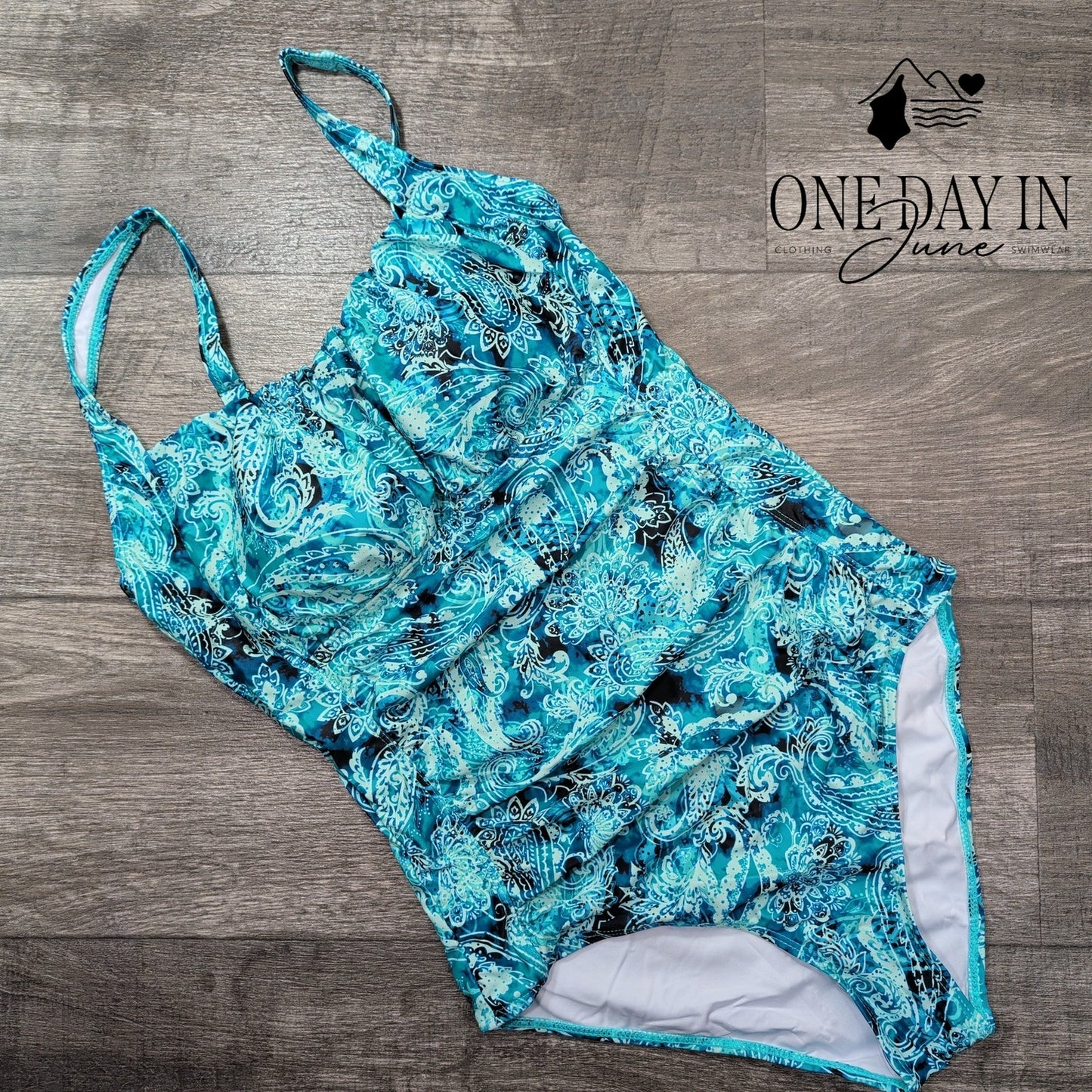 Aqua Eve Retro Paisley One Piece Swimsuit Size L