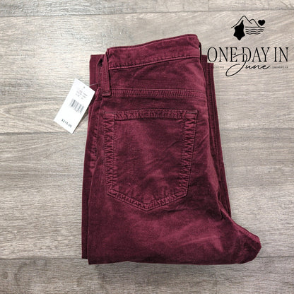 AG Adriano Goldschmied Isabelle Velvet Jeans Burgundy High Rise NWT Size 4 (27)