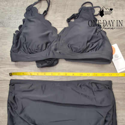 Charmo Maternity Scallop Edge Tie Back Bikini Swimsuit Size M
