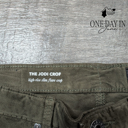 AG Adriano Goldschmied The Jodi Crop Olive High Rise Slim Flare NWT Size 4 (27)