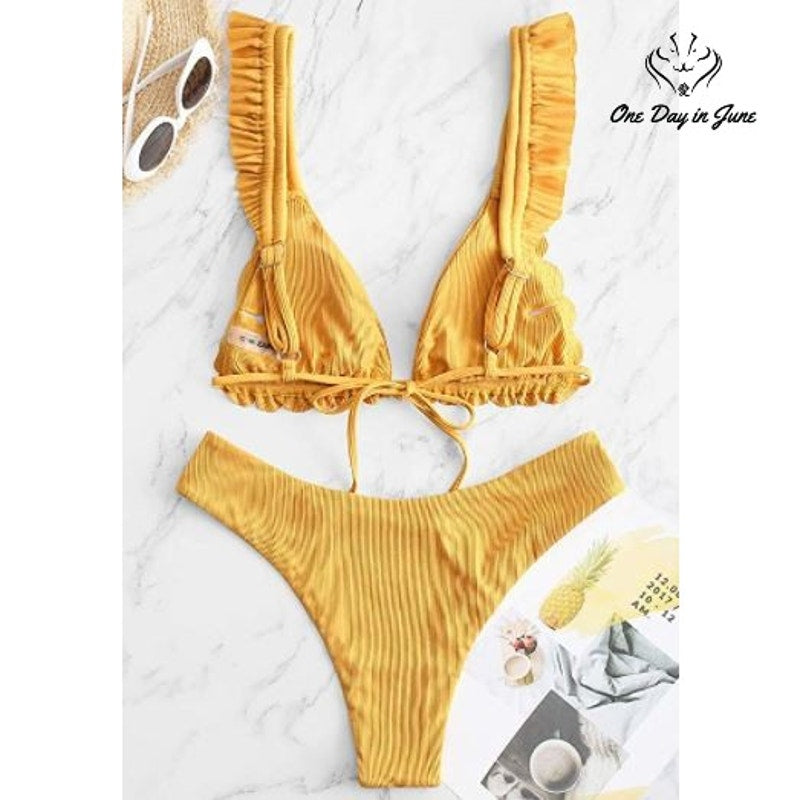 Zaful Ruffle Triangle Bikini Swimsuit Size M