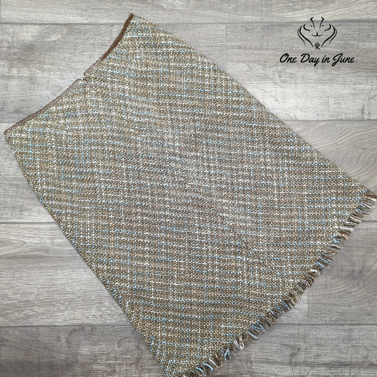 B. Moss Clothing Company Tweed Pencil Skirt Brown Blue Fringe Vintage Y2K Size 6