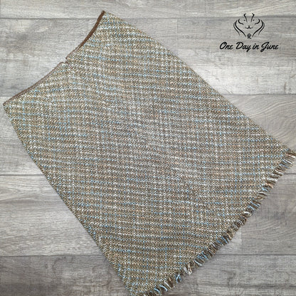 B. Moss Clothing Company Tweed Pencil Skirt Brown Blue Fringe Vintage Y2K Size 6