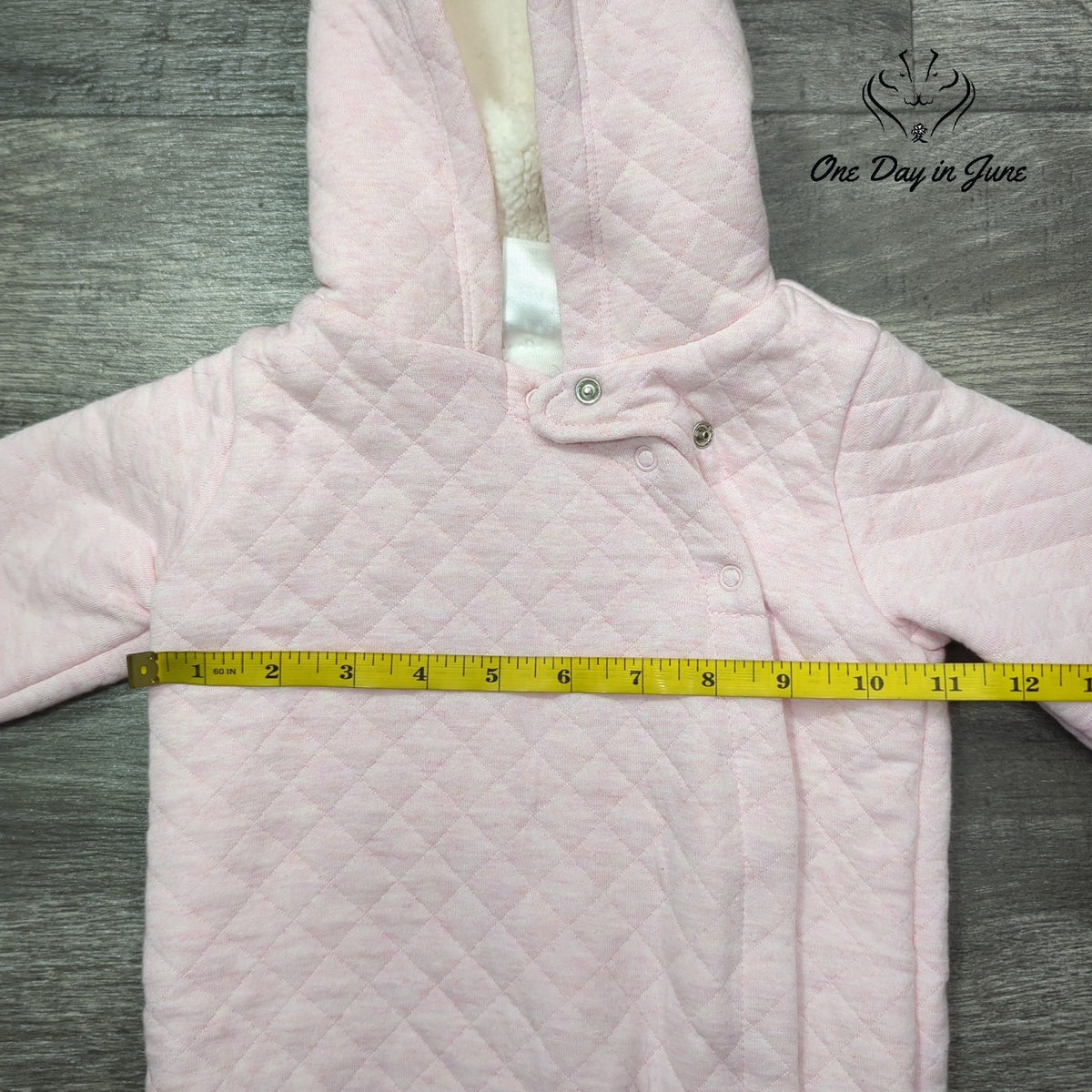 Carters Baby Girls Quilted Hooded Pram One Piece Pink Sherpa Lined NWT Size 6M