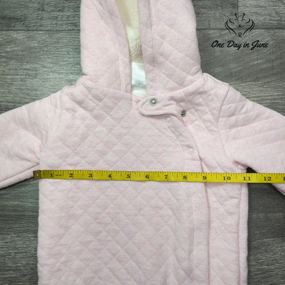Carters Baby Girls Quilted Hooded Pram One Piece Pink Sherpa Lined NWT Size 6M
