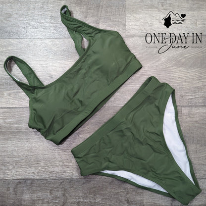 Pink Queen Crop High Waist Bikini Swimsuit Size M